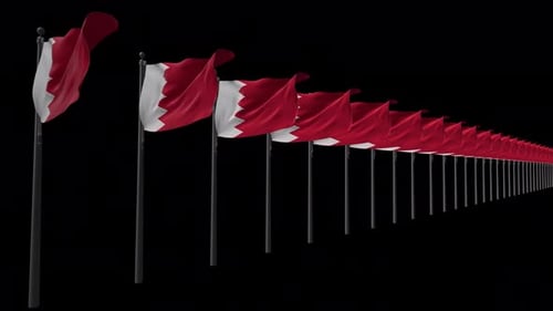 Reihe der Bahrain-Fahnen mit Alpha 4K