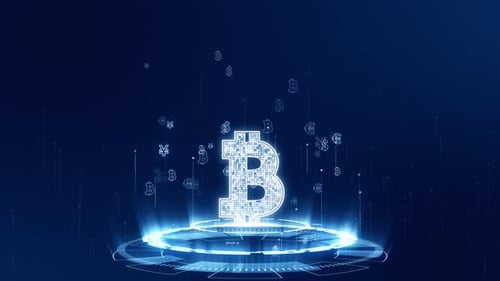 Futuristic Bitcoin Digital Currency Holographic Loop Animation