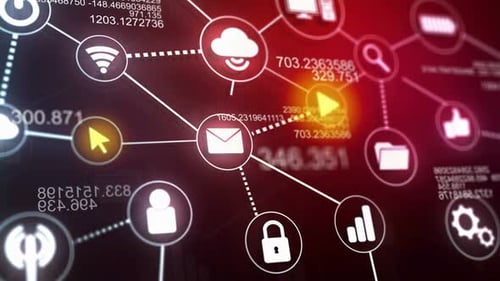Global Digital Network Connection with Data Flow Animation