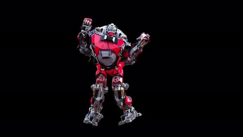 Futuristic Red Robot Boxing and Fighting Animation