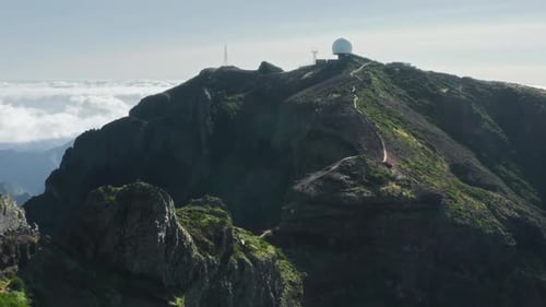 Aerial View of Mountain Ridge with Pathway