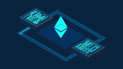 Isometric Ethereum Blockchain Data Flow Technology Animation