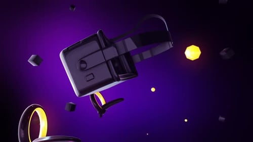 Futuristic Virtual Reality Headset and Controllers 3D Animation