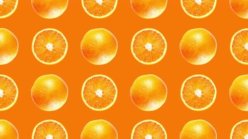 Rotating Orange Fruit Pattern on Orange Background