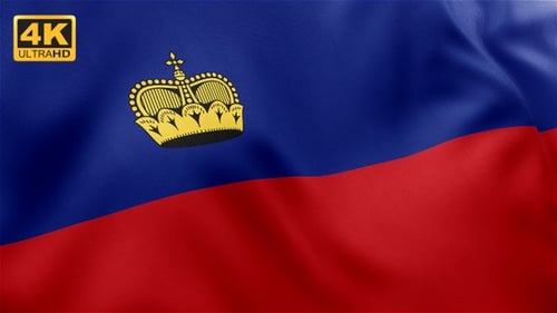 Waving Flag of Liechtenstein with Realistic Fabric Texture