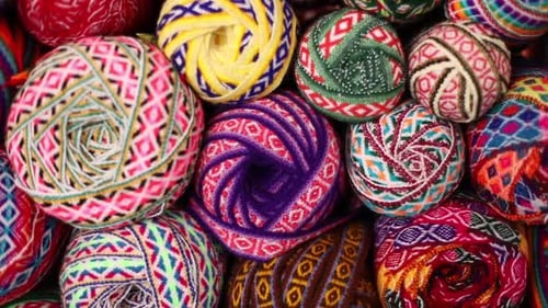 COLORFUL WOOL IN A MARKET IN PERU