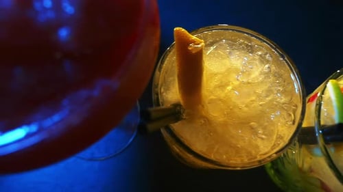 Top View of Alcoholic Beverages on Top of a Night Club's Bar