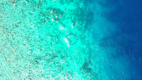 Aerial view texture of luxury lagoon beach vacation by aqua blue lagoon with white sand background o