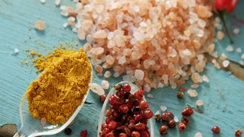 Spices on Wooden Surface