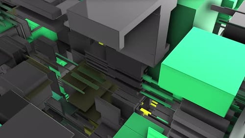 Abstrakte 3D-Darstellung von Würfeln und elektronisch Formen.