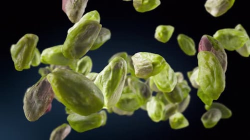 Pistachios Floating Mid-Air in Studio Shot