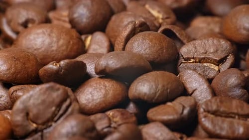 Close-Up View of Roasted Coffee Beans