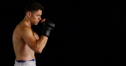 Intense Boxer Preparing for the Fight, Isolated