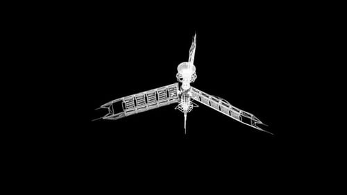 3D Rotating Wireframe Satellite Digital Technology Animation