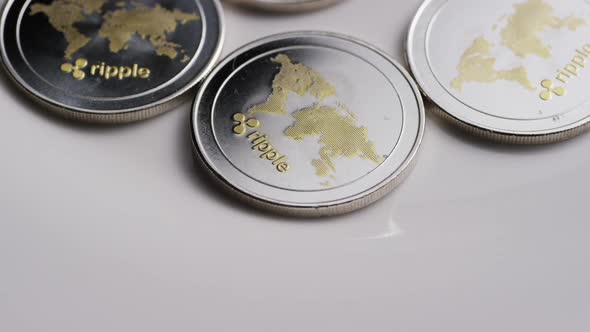 Rotating shot of Ripple Bitcoins (digital cryptocurrency) - BITCOIN ...