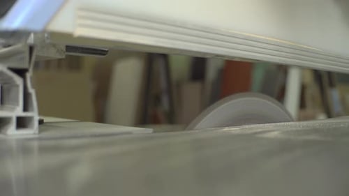 Close Up of Table Saw Cutting Wood