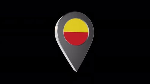 3D Spinning Location Pin with Flag Icon