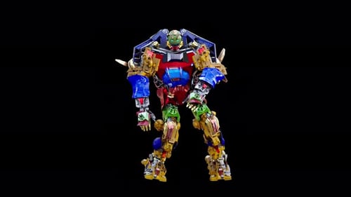 Vibrant Geometric Robot Character Dance Animation