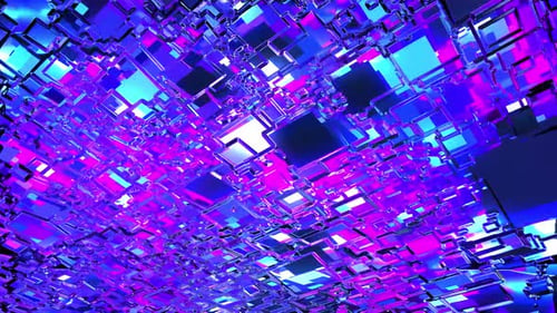 Futuristic Neon Geometric Grid Loop Background