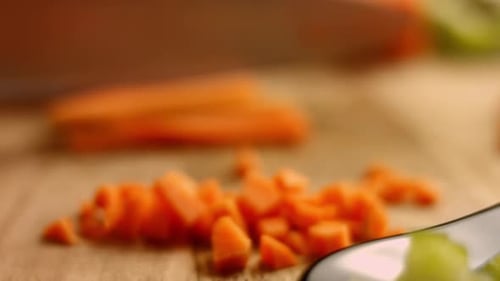 Close Up of Chopped Carrots and Vegetables