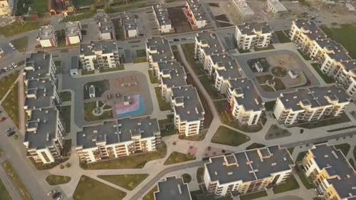 Aerial View of Apartment Blocks in Modern City