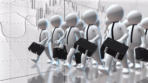 Businessmans Walking Forward In Stock Market 2 4k