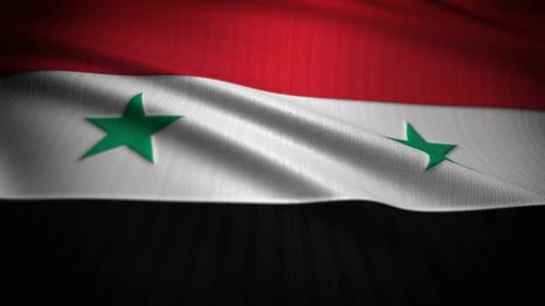 Waving Syrian Flag with Realistic Fabric Texture Loop