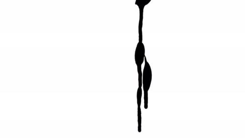 Black Paint Dripping Down on White Background