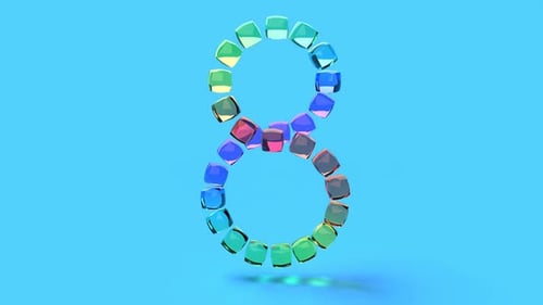 Color Glass Number Eight in Modern 3d Style Able to Loop Seamless