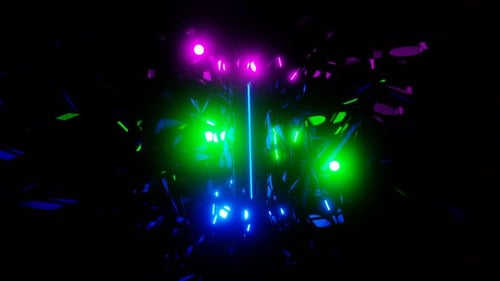 Flight in abstract sci-fi tunnel seamless loop. Futuristic motion graphics