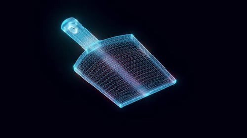 Futuristic Wireframe Dustpan Hologram Rotation