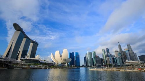 4k Time-lapse of view of cityscape of Singapore city
