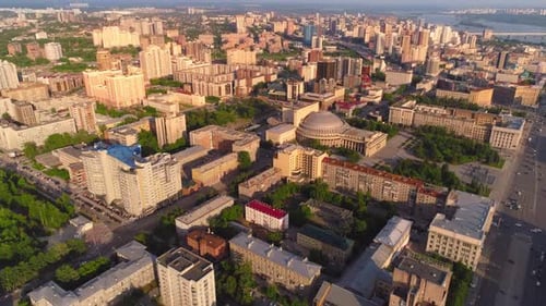 Top View of the City at Sunset