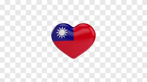 3D Taiwan Flag Heart Rotating Animation