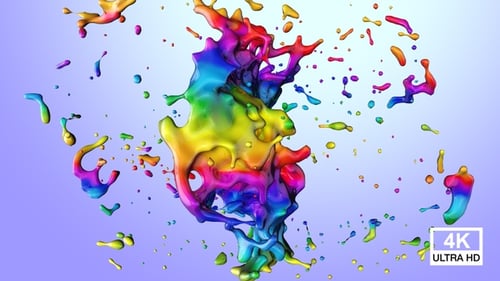 Colorful Fluid Paint Splash Explosion Alpha Channel