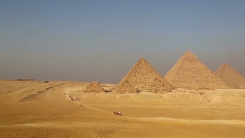 Panorama of Great Pyramids at Giza Cairo in Egypt