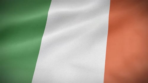 Waving Flag of Ireland with Realistic Fabric Texture