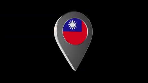 3D Taiwan Flag Map Pin Location Animation