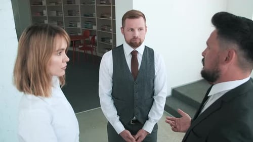Three Business People Having Discussion