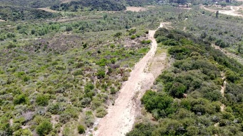 Aerial View of of Small Dry Rocky Trails in the Mountain.