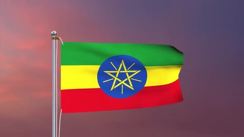 Ethiopian Flag Waving 3D Animation