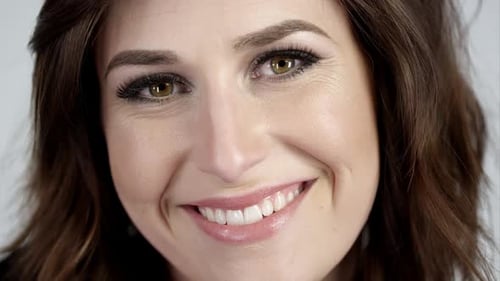 Smiling Woman's Face in Extreme Close-Up