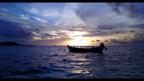 Aerial drone abstract of perfect coastline beach holiday by aqua blue lagoon with white sand backgro