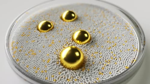 Several Golden Spheres Are Spinning in a Circle