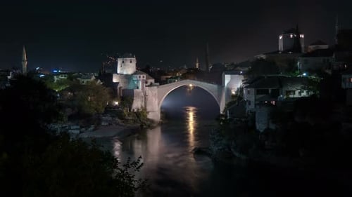 Stari Most und der Fluss Neretva in Mostar, Zeitraffer