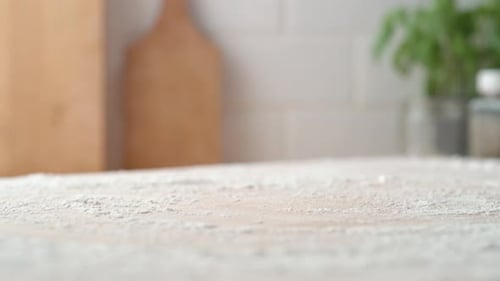 A dough falling on a table. Slow Motion.