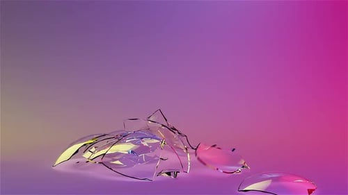 3D Render Broken Glass Ball Shatters Into Small Pieces