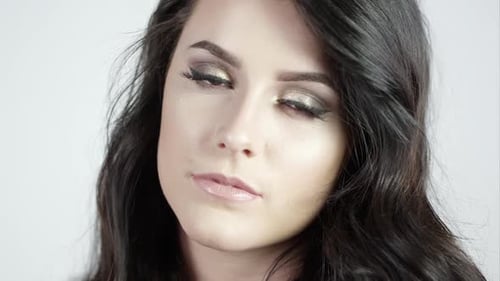 View of attractive young woman smiling