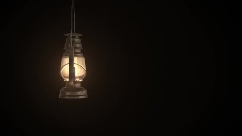 Ramadan Lantern Hanging On A Black Background, 3d Animation
