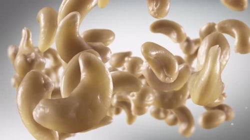 Cashews Floating Close Up Shot